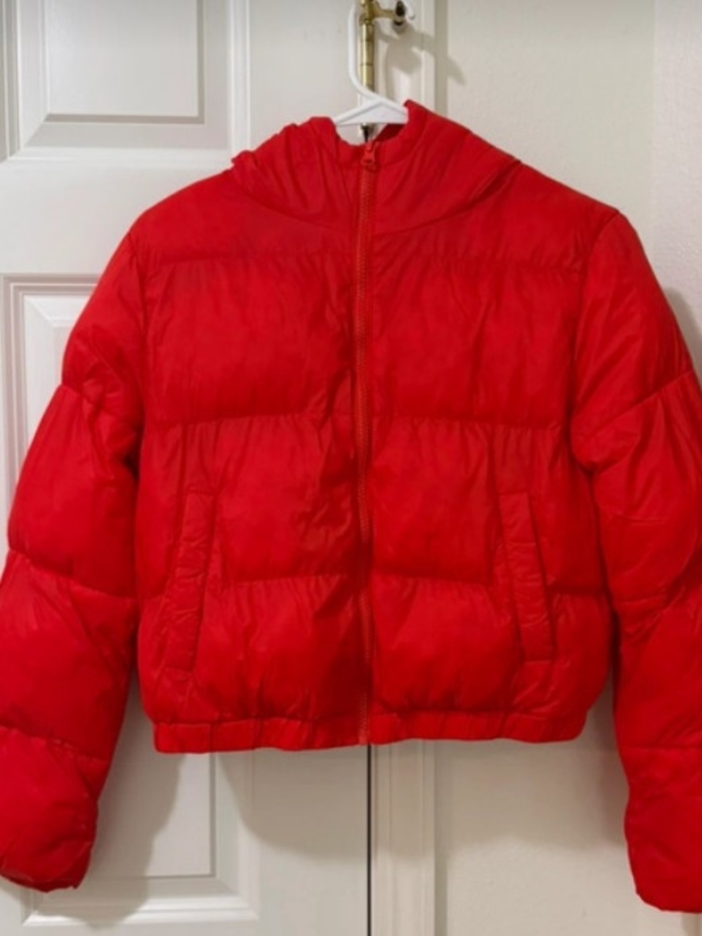 Fashion Nova Red Hooded Women's Puffer Jacket